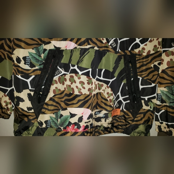 Animal Print Floral Hooded Woman Windbreaker Jacket Size L - Picture 6 of 8